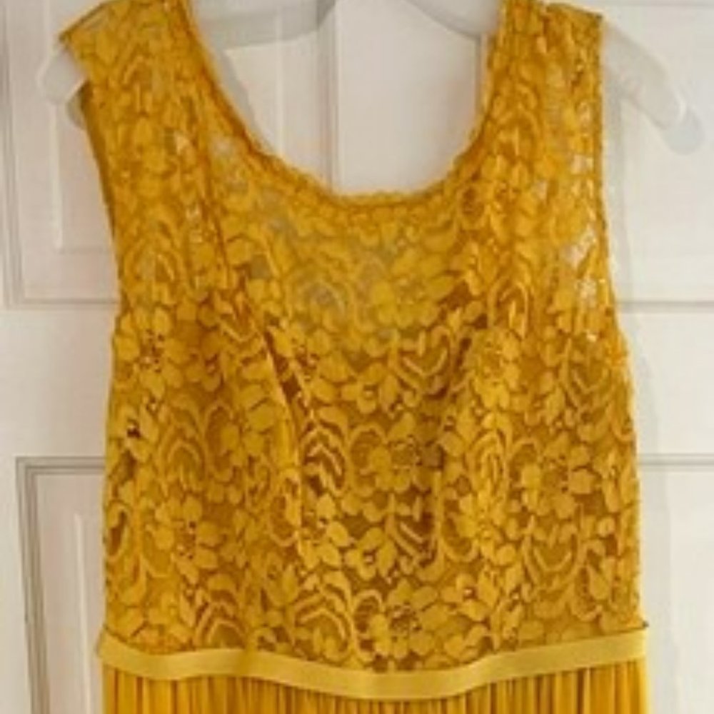 David's Bridal Yellow Lace Dress sunflower